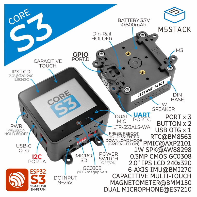 M5Stack ESP32-S3 Oficial, Cáma - M5Stack Core2 reseña y precio